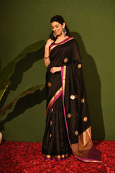 Blackpure Katan Silk Handloom Saree